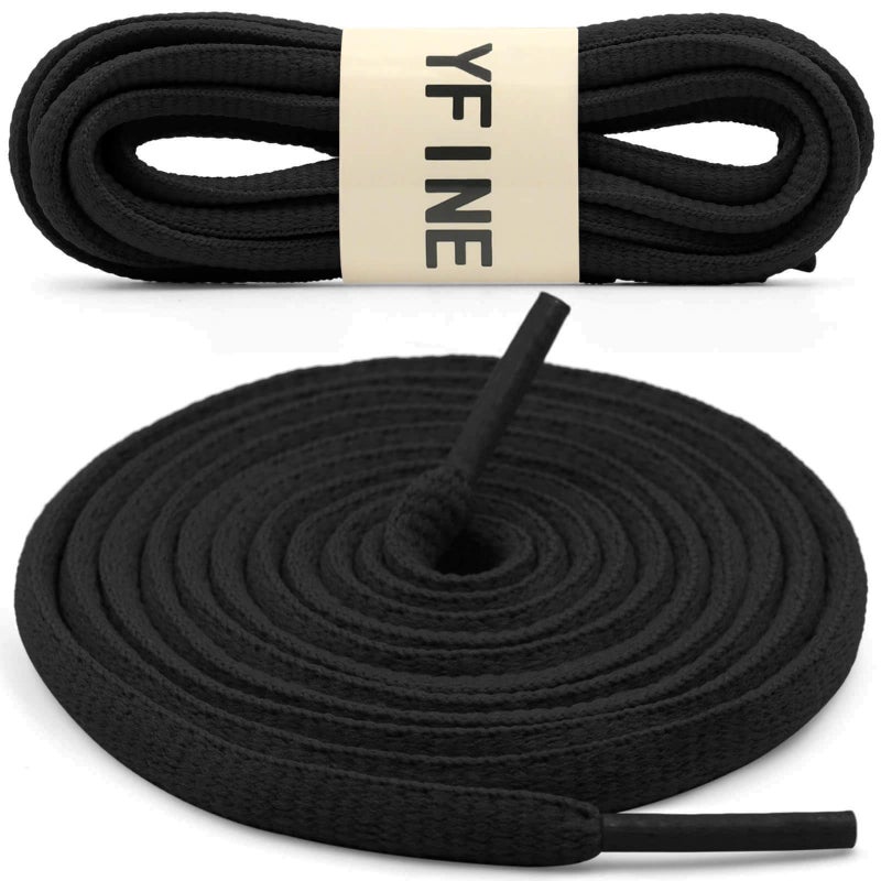 YFINE Oval Sports Shoe Laces: 2 Pairs 31 Inch Black Half Round Shoelaces for Sneaker Athletic Shoes - Image 2